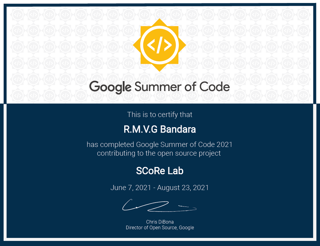 GSoC 2021 certificate
